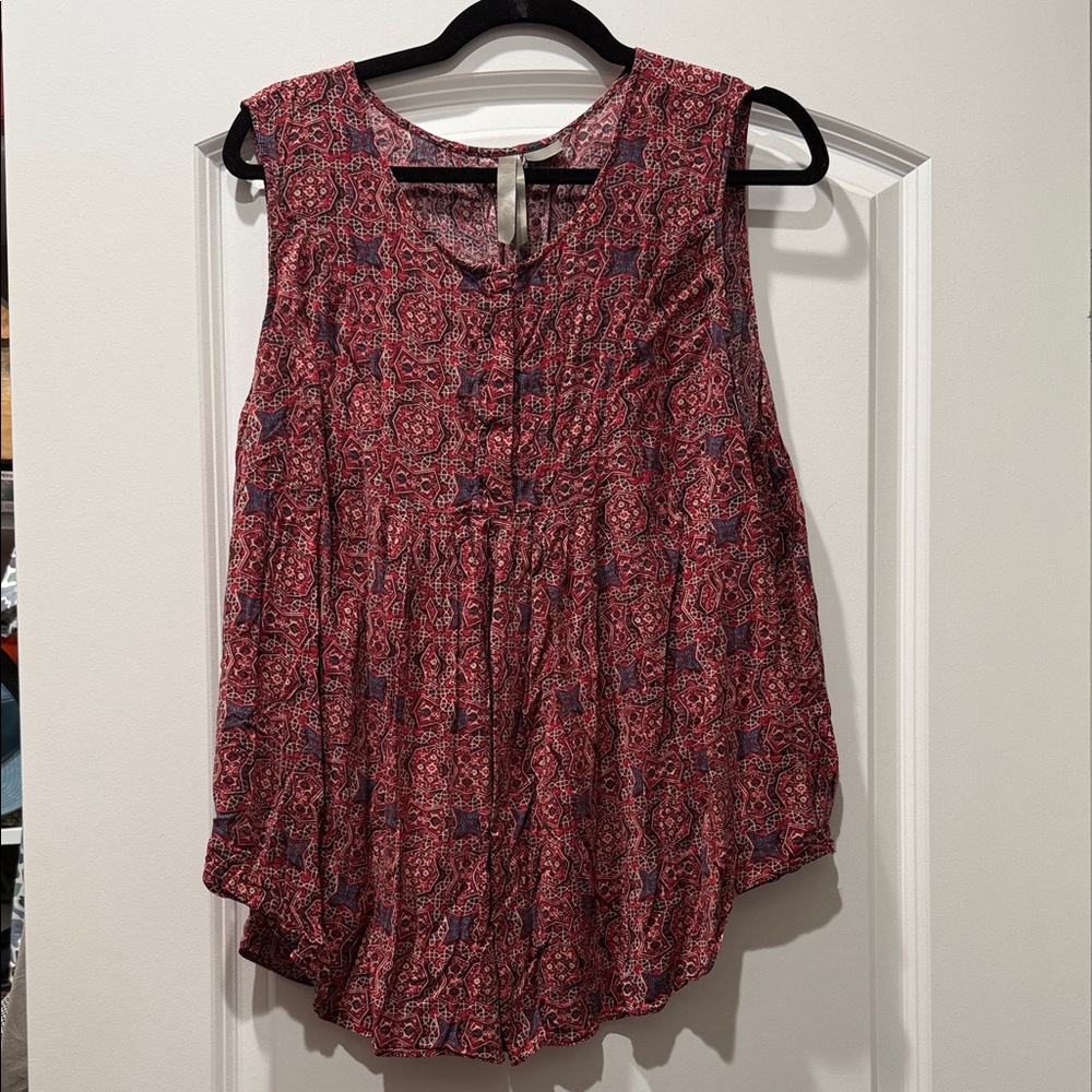 Talbots Sleeveless Red and Blue Blouse